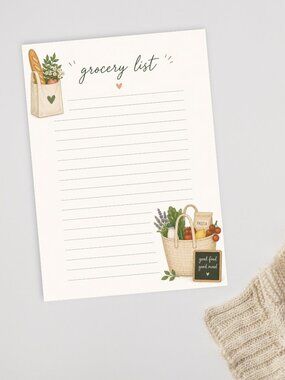 Neutral Aesthetic Grocery List Notepad